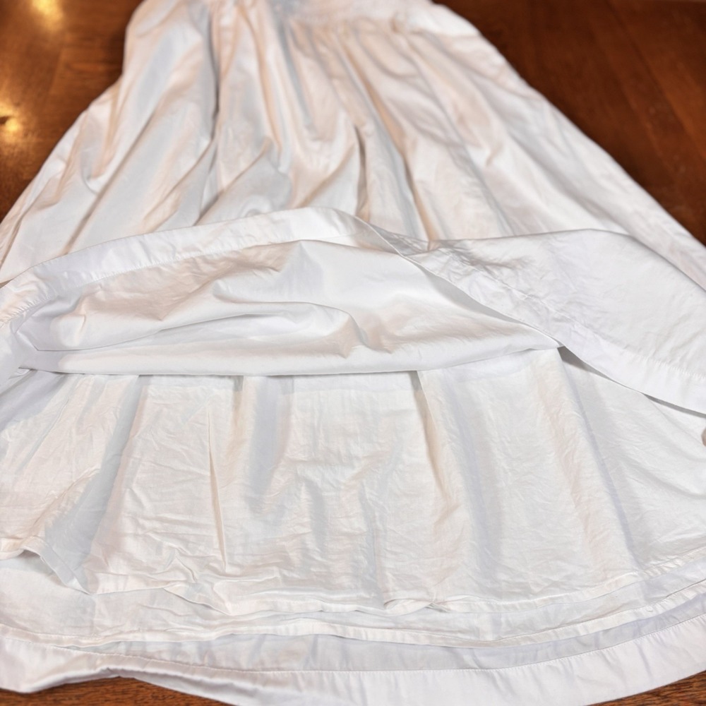 Madewell Maxi Skirt Womens Small Cottage Boho Smocked Waist Pockets Cotton White - Picture 5 of 9